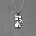 Zilveren halsketting met kattenhanger en zwarte en witte strass ogen voor dames - Stijl C Hanger Met Ketting