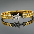 Lussuoso bracciale a stella in acciaio al titanio dorato con pietre di zircone - Oro