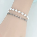 Minimalistisches Set aus Panzerkette und Perlenarmband aus Titanstahl für Damen und Herren - Stil A Kleine Perlen