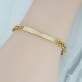Elegante pulsera de cadena cubana dorada con barras geométricas de circonitas micropavé - Dorado