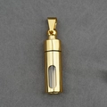 Golden cylindrical pendant necklace with a glass window for perfume or memorials - Gold Round Head Window Style (Pendant Only)