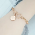 Roségoldenes Edelstahl-Gliederarmband mit Herzanhänger und Love Lover Gravur - Roségold