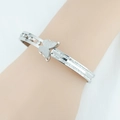 Bracelet papillon élégant en acier inoxydable avec doubles boucles et cristaux brillants - Argenté