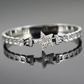 Bracciale a catena in acciaio al titanio con ciondolo a stella e cristalli brillanti - Argento