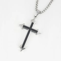 Pendentif croix en acier inoxydable poli avec émail noir pour homme élégant - Collier Pendentif (Avec Chaîne)