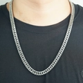 Polished silver Cuban link chain necklace for men made of durable stainless steel - 9mm Width 60cm Length