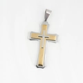 Drielagige kruishanger voor heren van roestvrij staal in goud en zilveren uitvoering - Design A Goud-Zilver-Zwart Tweekleurige Hanger Zonder Ketting