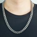 Collier gourmette cubaine pour homme en acier inoxydable poli au design street chic - 11mm Largeur