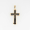 Drielaagse titanium stalen kruis hanger in goud en zwart voor mannen - Design C Goud-Zilver Tweekleurige Hanger Zonder Ketting