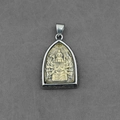 Silver titanium steel Buddhist pendant necklace with gold Buddha relief and ornate carvings - Sahasrabhuja Buddha Pendant Only (Without Chain)