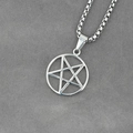 Vintage Pentagramm Stern Anhänger Halskette aus Edelstahl mit Box-Kette für Herren - Anhänger mit Kette
