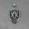 Punk titanium steel shield pendant necklace with hexagram star and retro finish - Pendant Only (Without Chain)