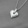 Collar con colgante de corazón pulido de acero inoxidable con cadena de eslabones plata - Colgante + Cadena a Juego