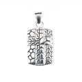 Collier avec pendentif croix rétro en acier inoxydable argenté et texture tribale - Pendentif uniquement