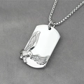 Colgante de águila en acero de titanio para hombre con placa militar rectangular lisa - Colgante Con Cadena Como Se Muestra