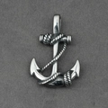 Retro nautical anchor pendant with rope details in silver-tone stainless steel finish - Steel / Silver Color Single Pendant