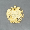 Collana vintage in acciaio inossidabile dorato con ciondolo stemma aquila e leone - Solo Ciondolo Oro (Senza Catena)