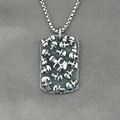 Gothic silver rectangular pendant necklace with 3D skull relief on box chain for men - Pendant With Box Chain