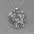 Collana vintage a scudo in argento con motivi di aquila e leone in acciaio inossidabile - Pendente in argento con catena come mostrato