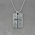 Hip hop titanium steel dog tag necklace with black zircon cross and hammered texture - Style B - Heart Angel Pendant And Necklace Chain