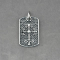 Gothic titanium steel cross pendant with fleur-de-lis elements in vintage silver finish - A Style Pendant Only (Without Chain)