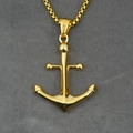 Collana con ciondolo ad ancora in acciaio inossidabile dorato lucido con catena box da uomo - Pendente in oro con catena come mostrato