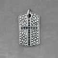 Hip hop titanium steel necklace featuring a vintage cross dog tag with black zircon stones - B Style Pendant Only (Without Chain)
