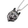 Collier avec pendentif tête de loup rétro en argent antique pour homme au style hip-hop - Œil Gris Clair Pendentif Avec Chaîne