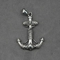Pendentif ancre en acier inoxydable poli avec détails de corde au style nautique - Pendentif Seul (Sans Chaîne)
