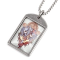 Retro stainless steel necklace with rectangular Ganesha pendant on white background - Pendant with Necklace / Ganesha Style A