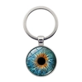 Detailed macro view of the colorful evil eye iris pattern on a metal zinc alloy keychain - Lake Blue Iris Style (XSWX9226-8)
