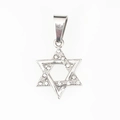 Collana vintage in acciaio al titanio con ciondolo a esagramma e strass scintillanti argento - Stile A Ciondolo in Zirconia Solo (Senza Catena) / Bianco