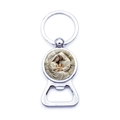 Silver metal keychain bottle opener with Holy Family religious relief engraving - Holy Family Silver Relief Style (XSWX9265-3)