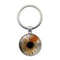 Zinc alloy evil eye keychain with silver ring and glass dome iris pendant on white background - HD Iris Style (XSWX9226-10)