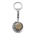 Detail of creative rotating dartboard moon keychain with silver metallic hollow design - Bohemian Moon Style (XSWX9255-12)