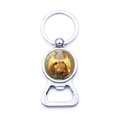 Detail of metal silver beer bottle opener keychain with a religious themed image inlay - Angels Around Child Style (XSWX9265-8)