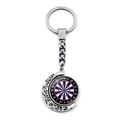 Dartboard keychain with rotating double-sided moon pendant and metallic ring - Classic Red Blue Dartboard Style (XSWX9255-1)