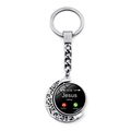 Close-up of rotatable moon keychain featuring a Jesus Calling phone interface design - Jesus Calling Simulation Style(XSWX9255-10)