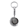 Rotating dartboard moon keychain with silver hollow crescent pendant for creative gifts - Classic Red Green Dartboard Style (XSWX9255-2)
