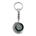 Macro shot of double-sided rotating moon keychain with dartboard scoring pattern - Glass Patch Competitive Style (XSWX9255-4)