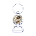 Religious Holy Family keychain beer bottle opener in polished silver stainless steel finish - Holy Family Detail Relief Style (XSWX9265-5)