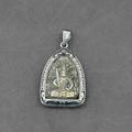 Retro Thai Buddha amulet pendant with gold deity figure and vintage steel frame - Akasagarbha Pendant Only (Without Chain)