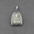 Buddhist protective deity pendant in two-tone gold and silver finish on grey fabric - Mahasthamaprapta Pendant Only (Without Chain)