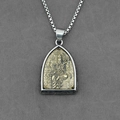 Collana con ciondolo Buddha thailandese in argento e oro vintage con catena a perle - Ciondolo Buddha Samantabhadra Con Catena