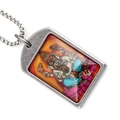 Retro titanium steel Ganesha necklace with colorful hand-painted Thangka pendant - Pendant with Necklace / Ganesha Style B