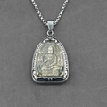 Collana con ciondolo Buddha thailandese argento e oro con incisione Shakyamuni - Ciondolo Vairocana con catena