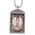 Vintage stainless steel necklace with colorful Thousand-Hand Guanyin Buddha pendant - Pendant with Necklace / Avalokitesvara
