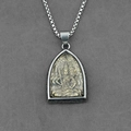 Collana retrò in acciaio al titanio con ciondolo Manjusri Bodhisattva dorato - Ciondolo Buddha Akasagarbha Con Catena