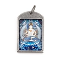 Vintage silver titanium steel necklace featuring colorful Manjushri Bodhisattva pendant - Pendant Only (Without Chain) / Akasagarbha