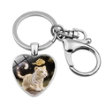 Portachiavi zodiaco tigre bianca con ciondolo a cuore e chiusura a moschettone in metallo argento - Tigre (XSWX9283-3)